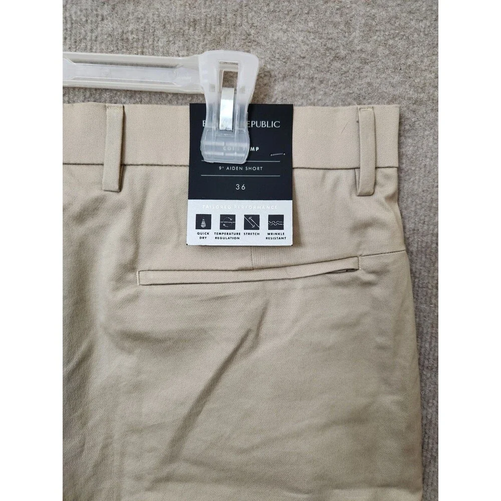 Banana Republic Core Temp Aiden Shorts Mens 36 Beige Performance Stretch NEW